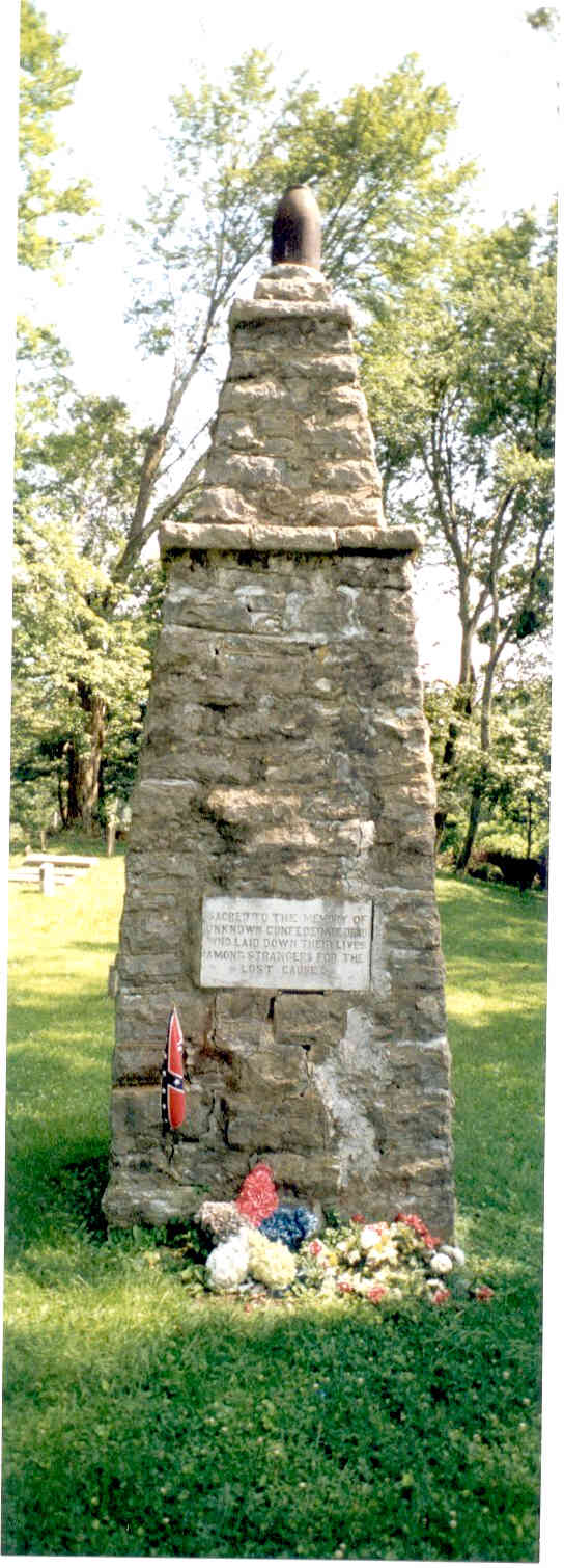 Sacred to the memory of unkown Confederate dead who laid down their lives for strangers for the lost cause/