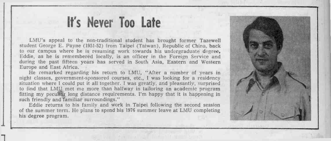 Brother George Payne came back home to graduate.